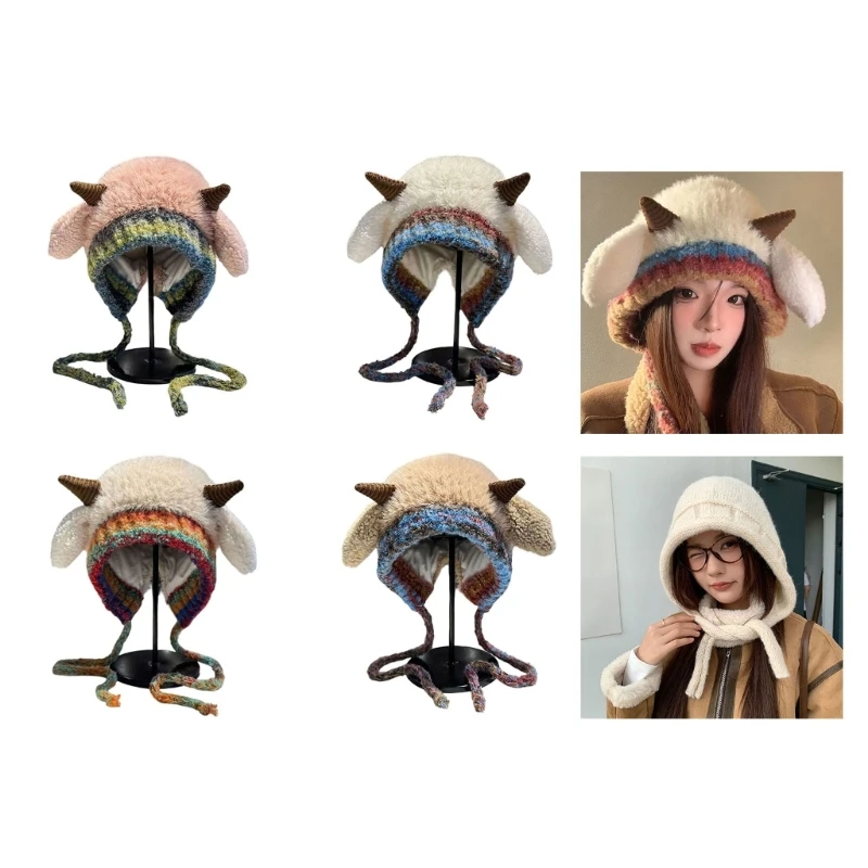 

Lovely Animal Ear Winter Hat Breathable Knitted Fabric Comfortable Unisex Headwear Stylish Winter Accessory