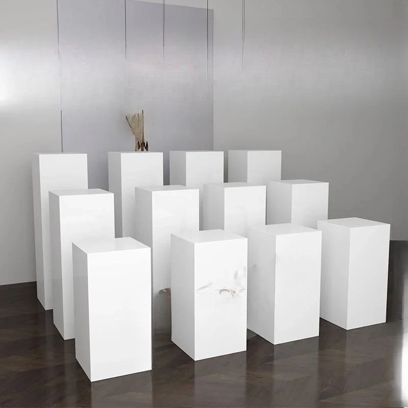 ‌Square White Display Stand Lacquered Pedestal for Sculpture Art Showcase Platform Museum Exhibition Table Premium Display Stand