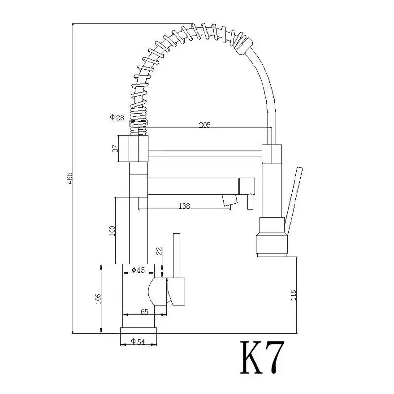 Robinet de cuisine extractible avec commande tactile, poignée unique, col à ressort en acier inoxydable à 2 fonctions, Installation à trou unique pour