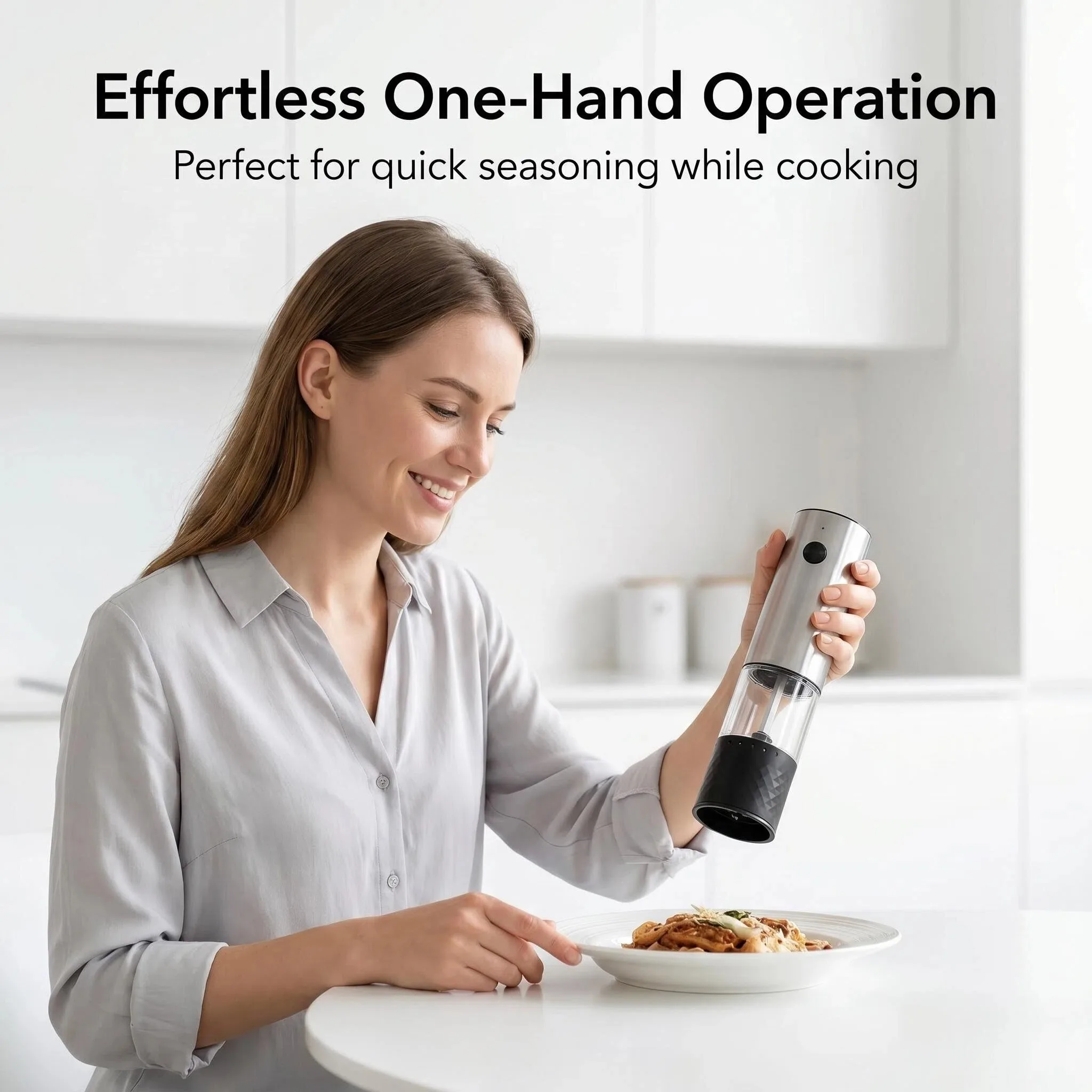 1pc/2pcs MINI USB Rechargeable Automatic Pepper Grinder Adjustable Coarseness Salt And Pepper Mill for Kitchen Spice Grinder view 3