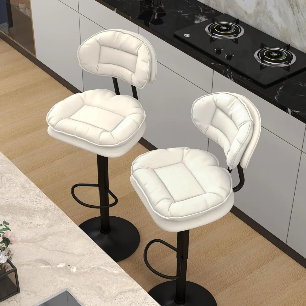 

Bar Stools Set o 2, Adjustable Swivel Leathaire Bar Chairs, Upholstered Double-Layer Counter Height Stools with High Backrest or