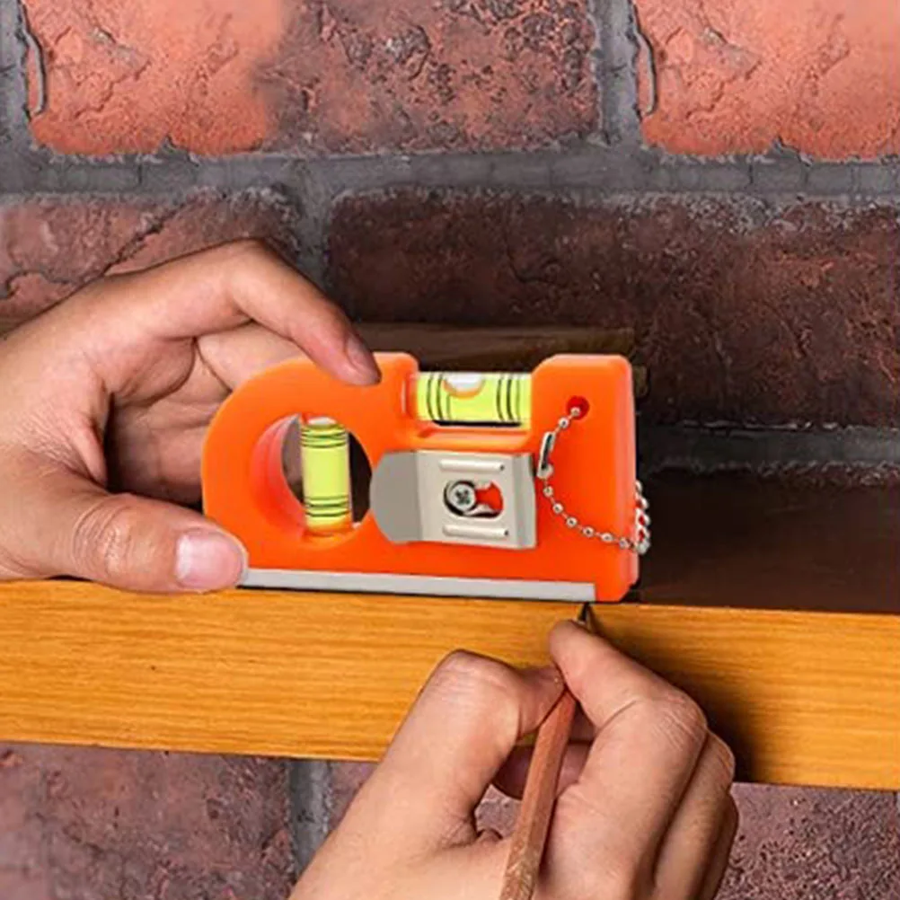 

2 Pcs Aluminum Spirit Level Keychain Tool Mini Balance Ruler Bubble Orange Alloy