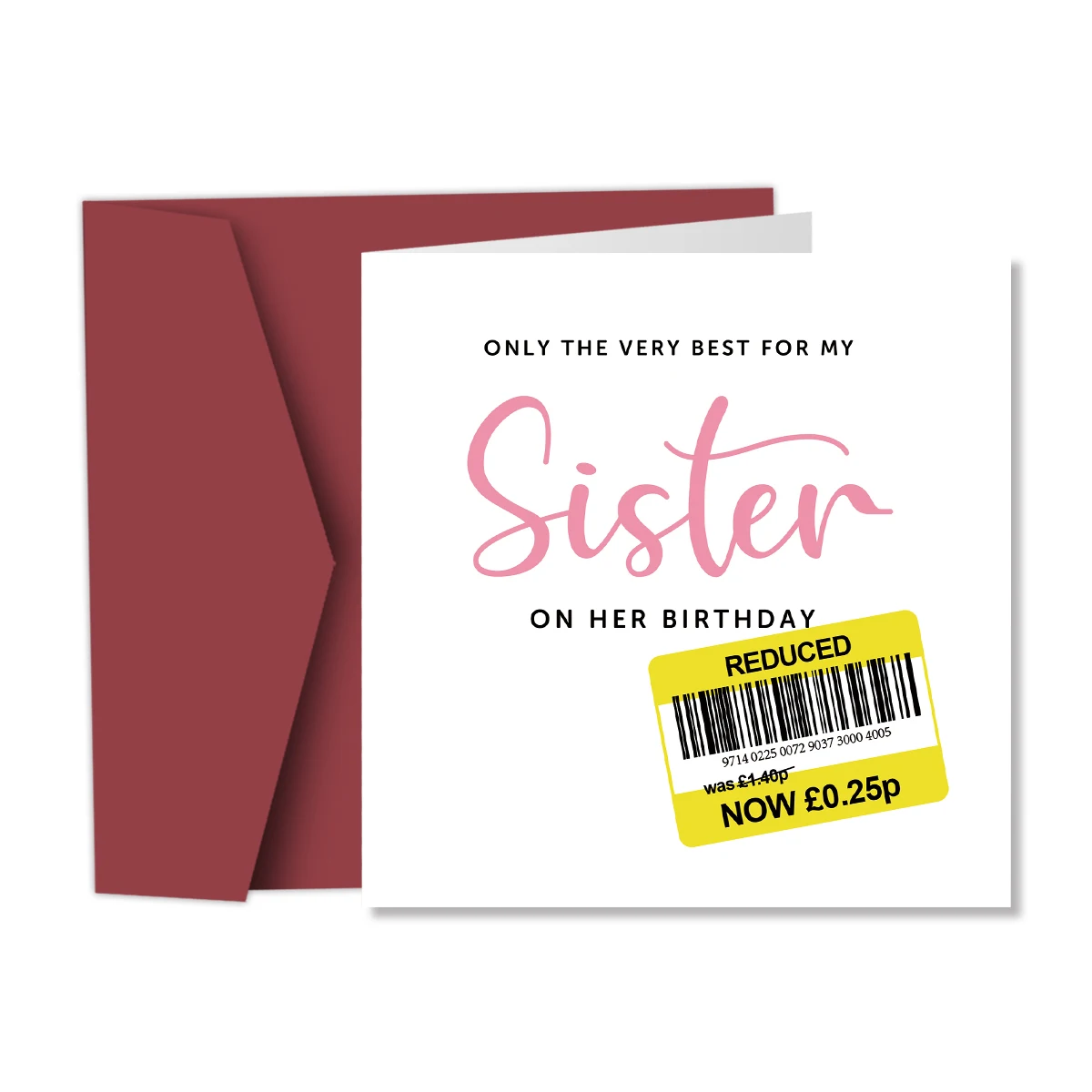 1 Stück lustige Geburtstagskarte für die Schwester, reduzierte Karte, humorvolle Geburtstagskarte für die Schwester mit Umschlag, Geburtstagsgeschenke für die Schwester. – Detail 3