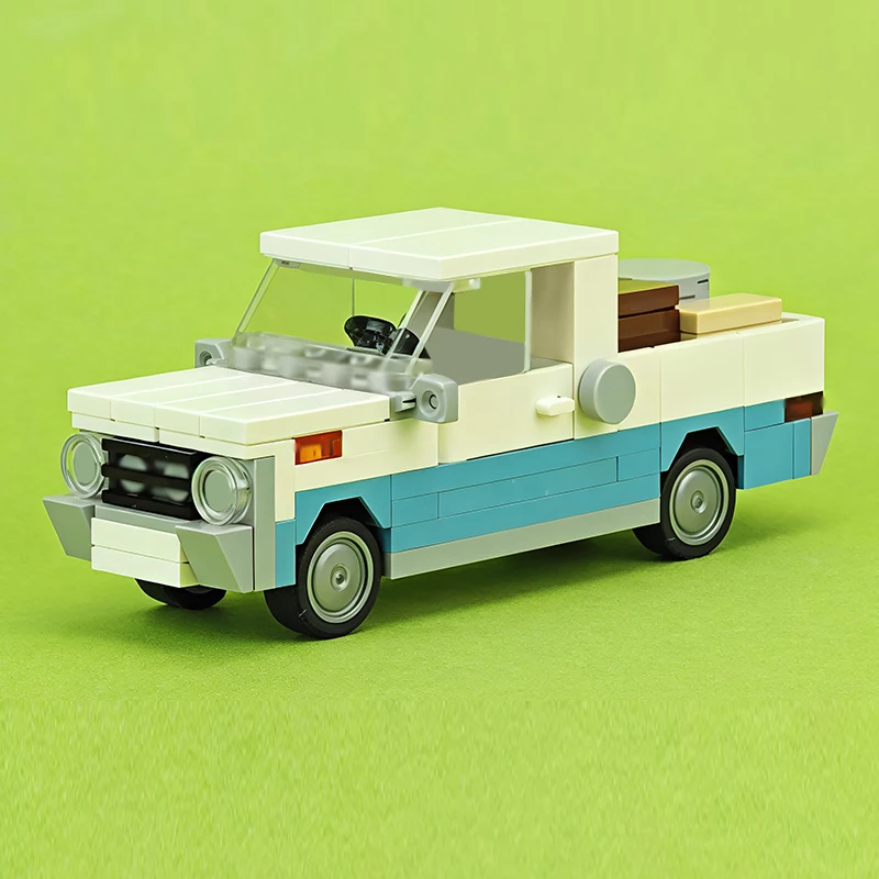 City Car Model MOC Building Bricks F100 Old-Fashioned Pickup Truck Modular Technology Children Holiday Gifts Assemble Toys Suit