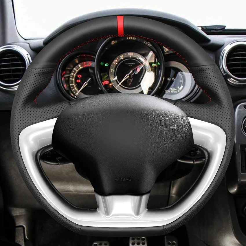 Black Faux Leather Car Steering Wheel Cover for Citroen C3 2010-2015 DS 3 DS3 2010-2022