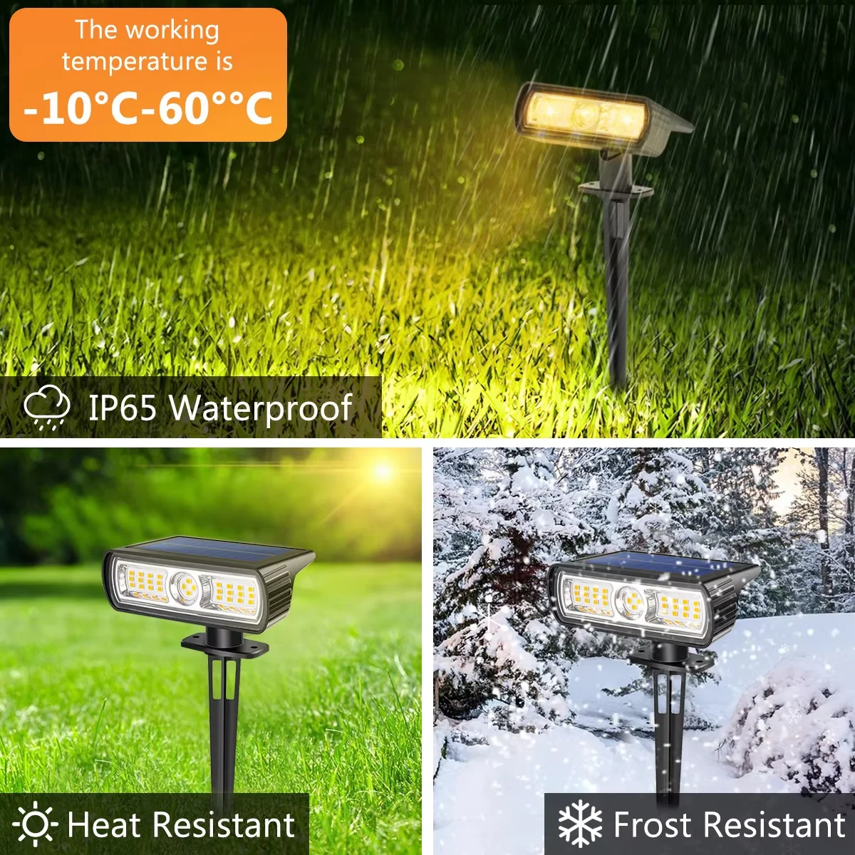 4 Pack Solar Landscape Spot Lights 2 Modes 2-in-1 Auto On Off Outdoor Solar Wall Lights Waterproof Solar Pathway Lighting Yard view 5