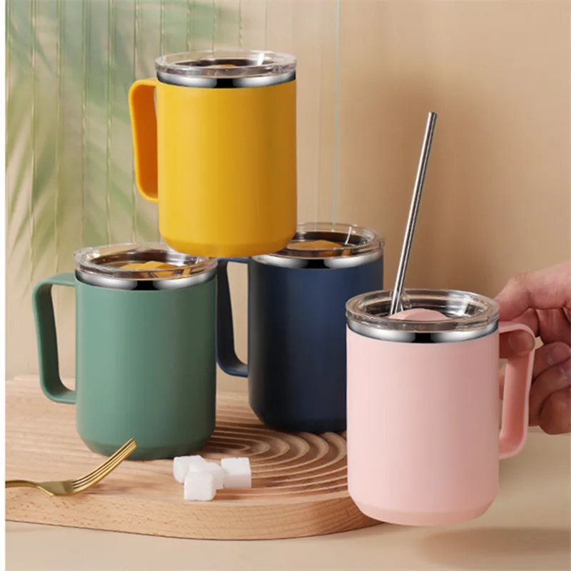 Mug 304 Stainless Steel Portable Coffee Cup With Lid Sealed Cup, Home Drinking Cup, Office Insulated Cup