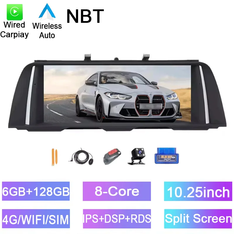 

Android car radio For BMW 5 Series F10/F11 2011-2017 NBT stereo screen Carplay Android Auto Bluetooth GPS Navigation FM radio