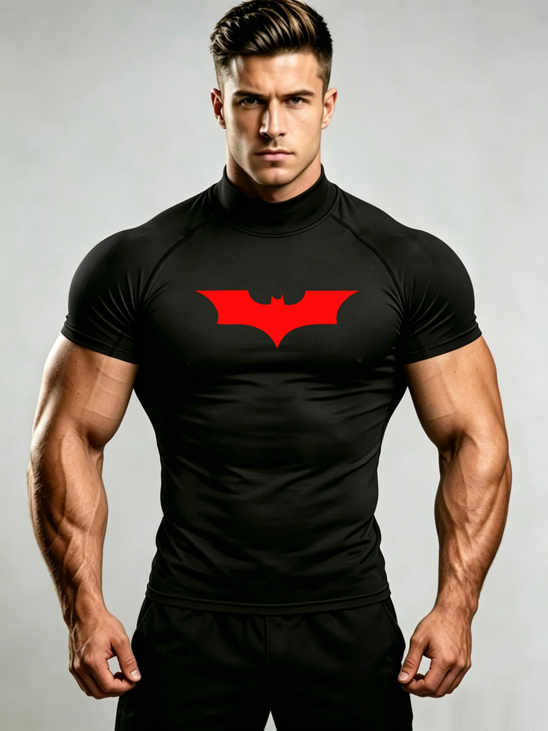 Men's sports T-shirt quick drying fitness running short sleeved compression suit  gym T-shirt  men's fitness swimming bodysuit