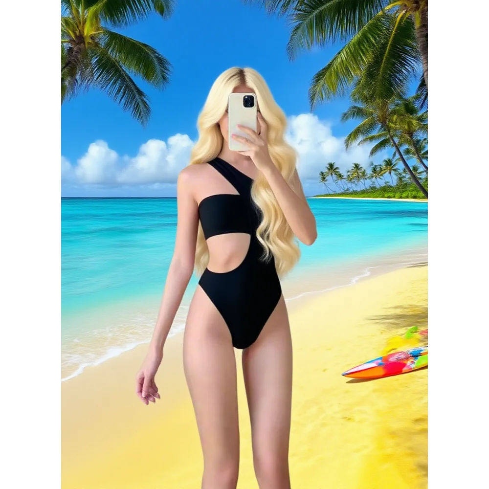 Women's Sleeveless Backless One-Piece Suit Body Recortado Top with Pressed Crotch Fashionable Trendy Swimwear