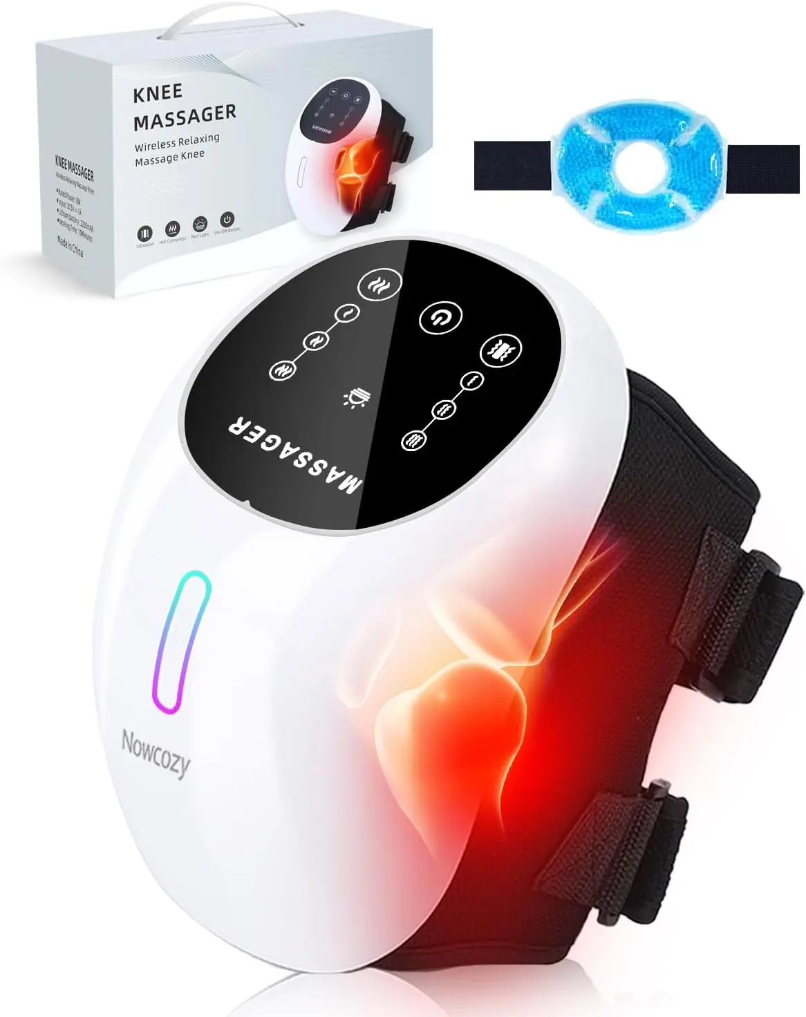 

Knee Massager with Heat & Ice Pack, Cordless Infrared Relief for Pain, Adjustable for Shoulder Elbow Joint