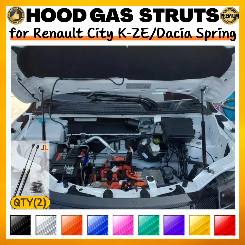 

Qty(2) Стойки капота для Renault City K-ZE для Dacia Spring 2021-2024 Передний капот Модифицированные газовые пружины Амортизаторы Подъемные опоры