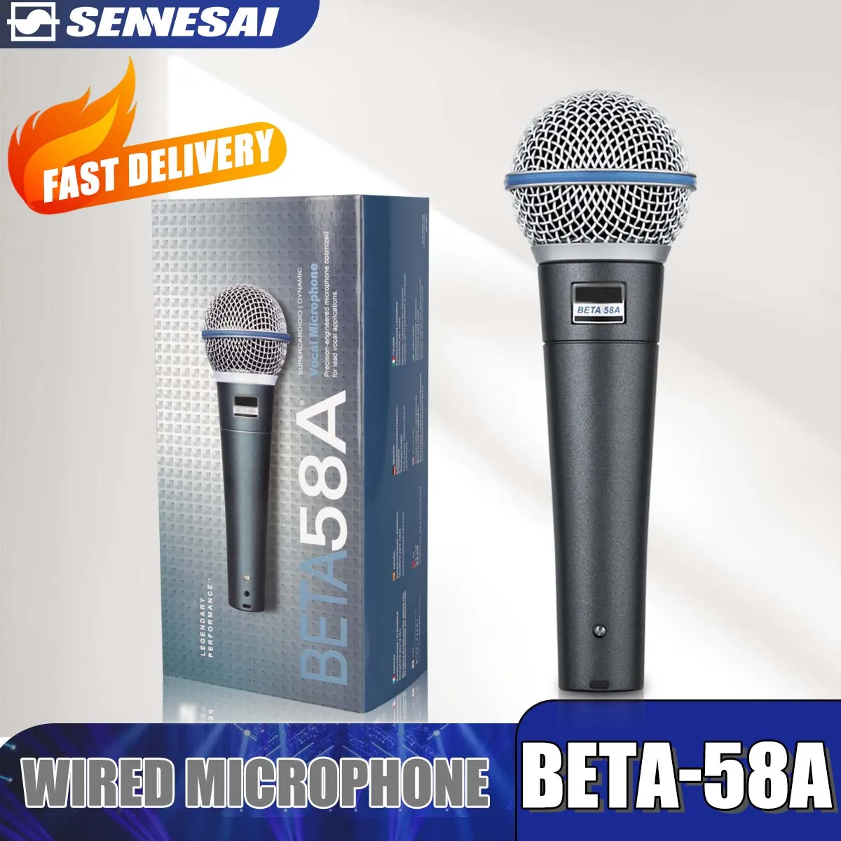 SENNESAI professionale di alta qualità Beta58a microfono cablato leggendario grado A microfono vocale dinamico Karaoke per Performance Stage