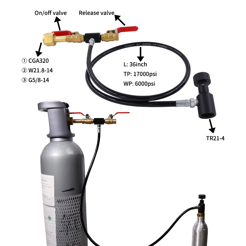

Sodastream Adapter Tr21-4 Cylinder Carbonator CO2 Tank Bottle Soda 36-Inch Black Pipe Double-Ended Non-Meter Inflation Valve