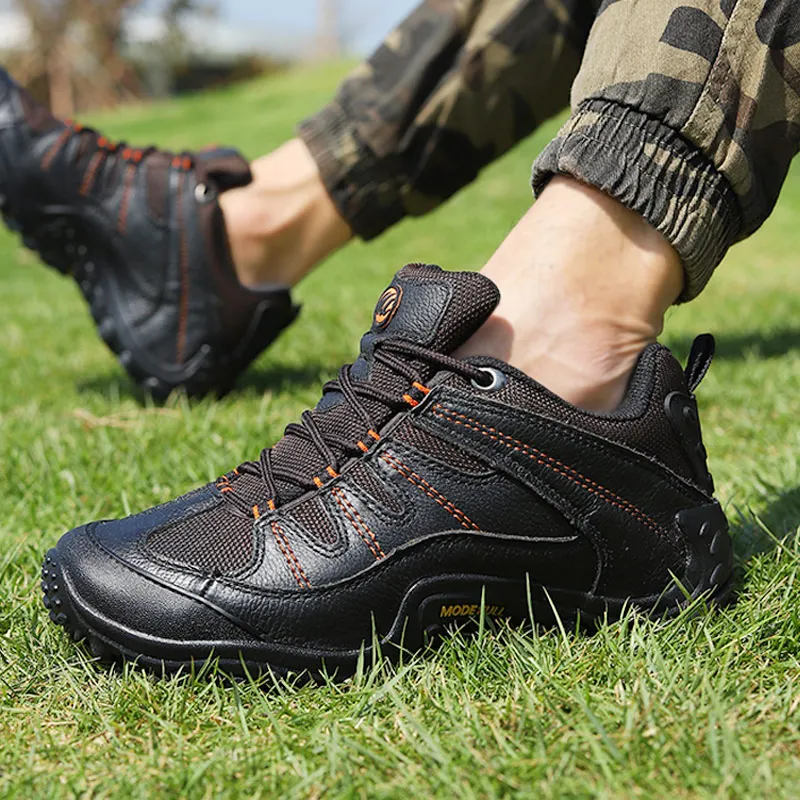 Cowhide Hiking Shoes men Mountain Hunting Boots Outdoor Waterproof trekking Shoes women Climbing  Walking shoes ankle Sneakers