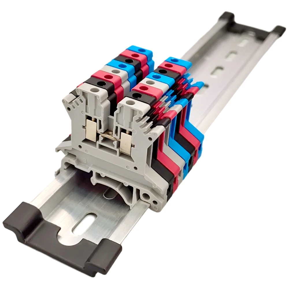 10Pcs UK1.5N UK 1.5 Screw Feed-through Terminal Block 2-Conductor DIN Rail Electrical Connector 1.5mm² Universal Plug Wiring