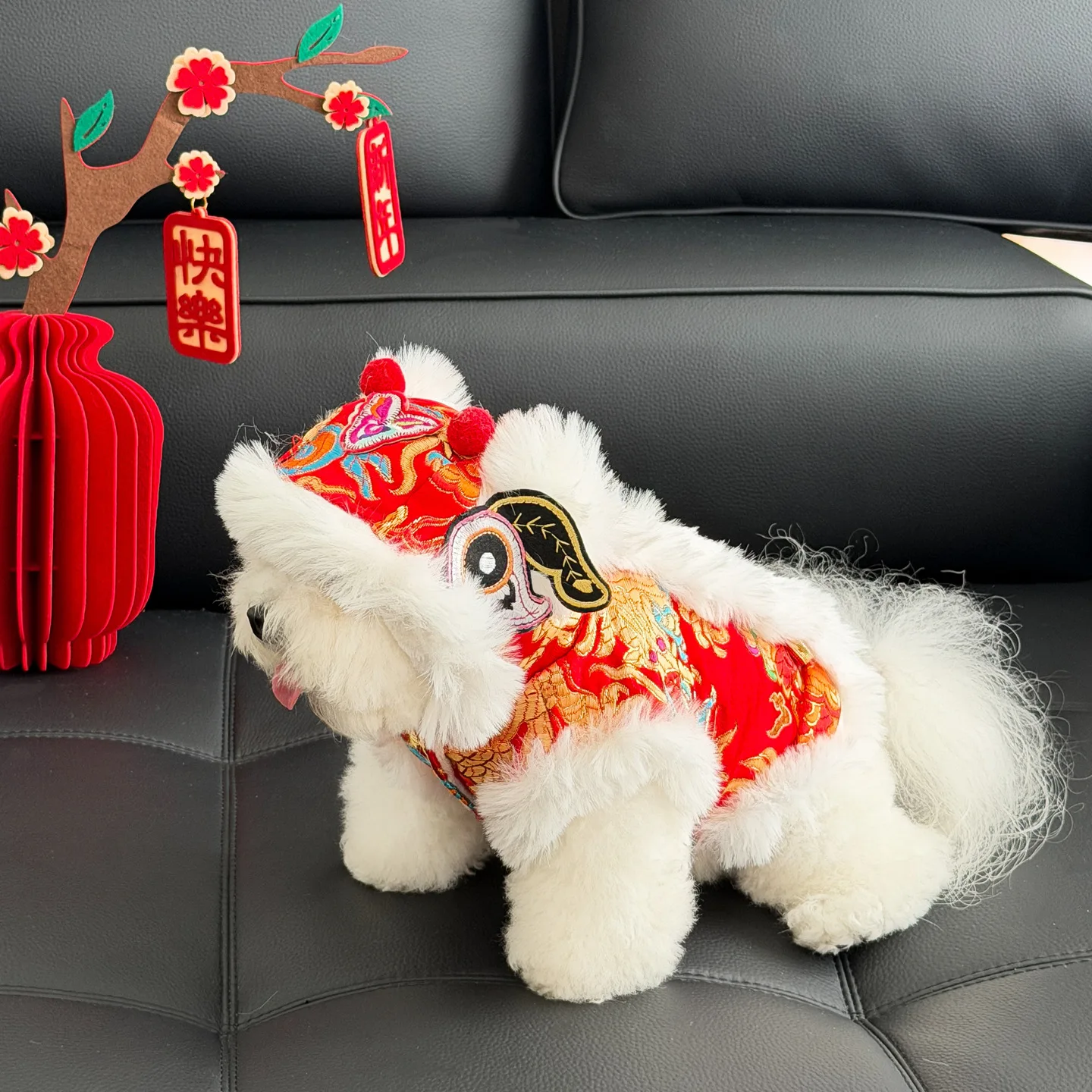 

Новогодняя праздничная одежда для собак 2026: в стиле Тан, осенне-зимняя, в китайском стиле, для кошек и собак, зимняя, на Новый год, в стиле танца льва