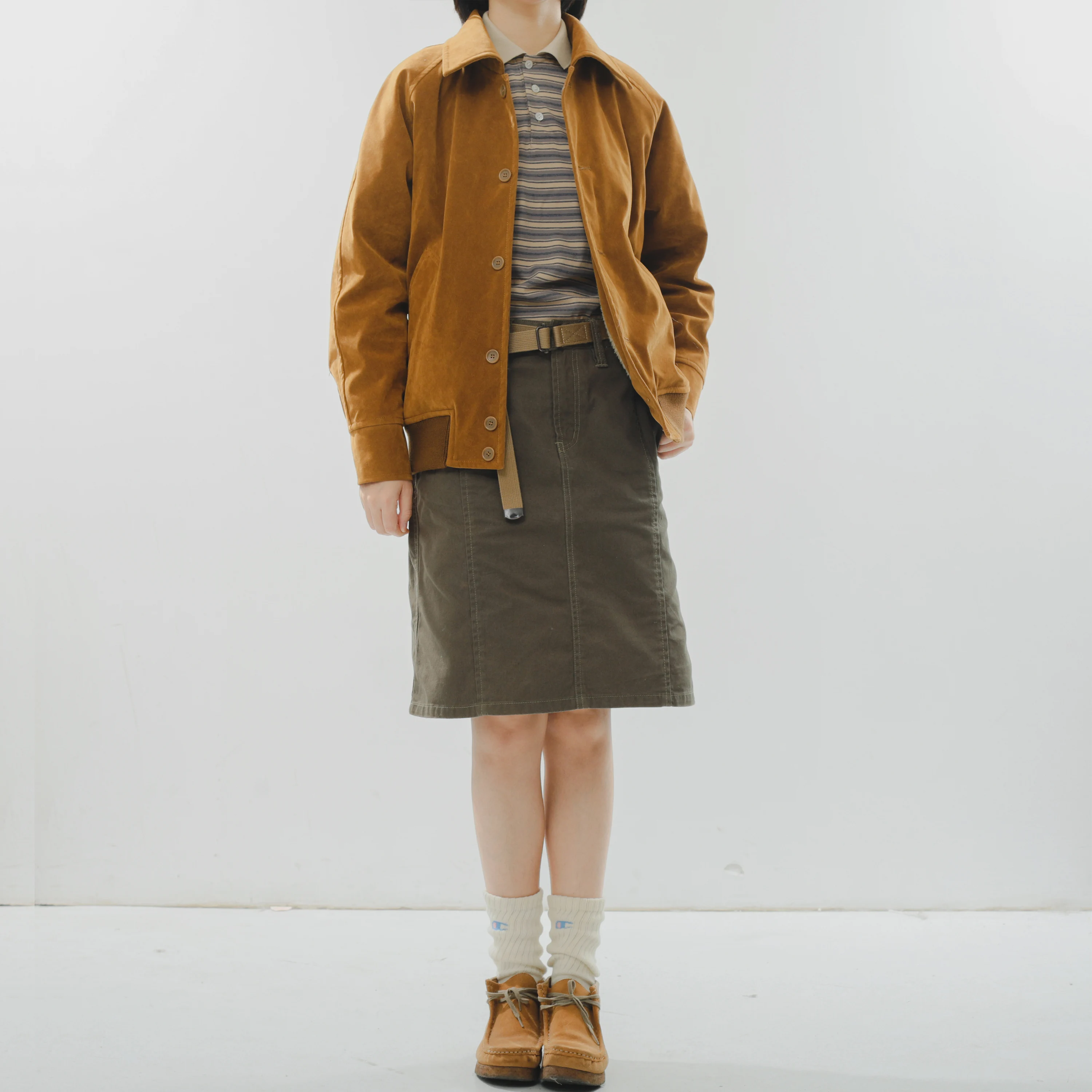 ملابس خارجية من Coudre Vintage Sle Thiened Caramel Suede Jaet Retro Journat Tone ملابس خارجية فنية للسيدات من ألياف البوليستر