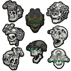 Rubber PVC Skull Telescope Arms Patches Airsoft Shoulder Decorative Armband Coffee Embroidered Patch For Clothing Jackets