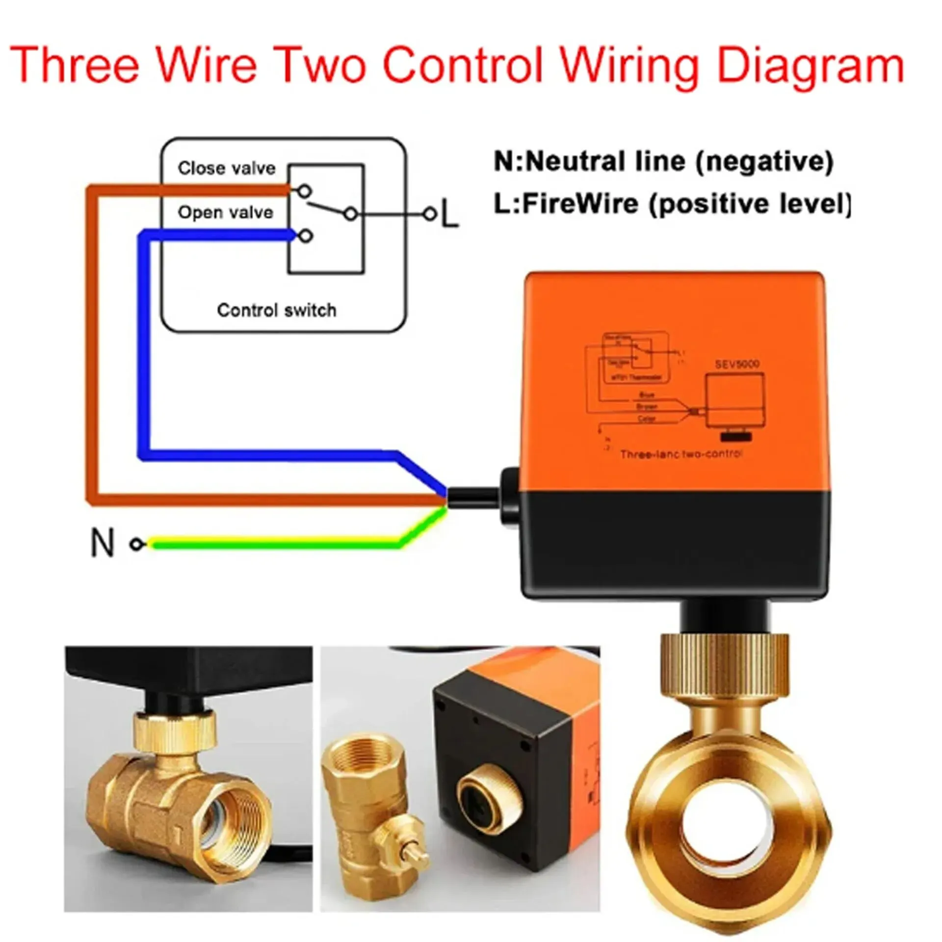 DN15/20/25 DC12V AC220V Brass Electric Ball Valve Three Wire Two Control 2-way 3-way Solenoid Valve with Actuator