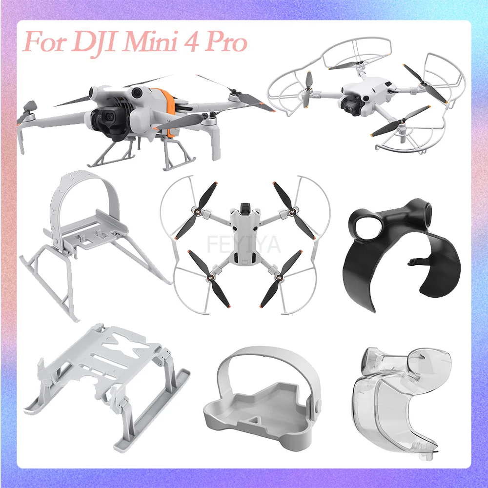Lens Hood For DJI Mini 4 Pro Propeller Holder Collision Rings Guard Dust Cover Lens Cap Landing Gear Leg Bracket Drone Accessory
