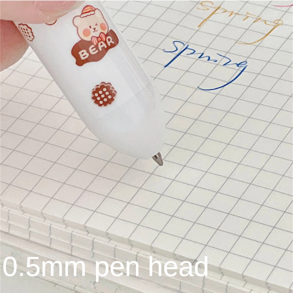 Bolígrafo multicolor de una sola pieza, bolígrafo neutro fluorescente para escritura, diseño bonito, duradero, oso de dibujos animados, bolígrafo colorido de Color para oficina