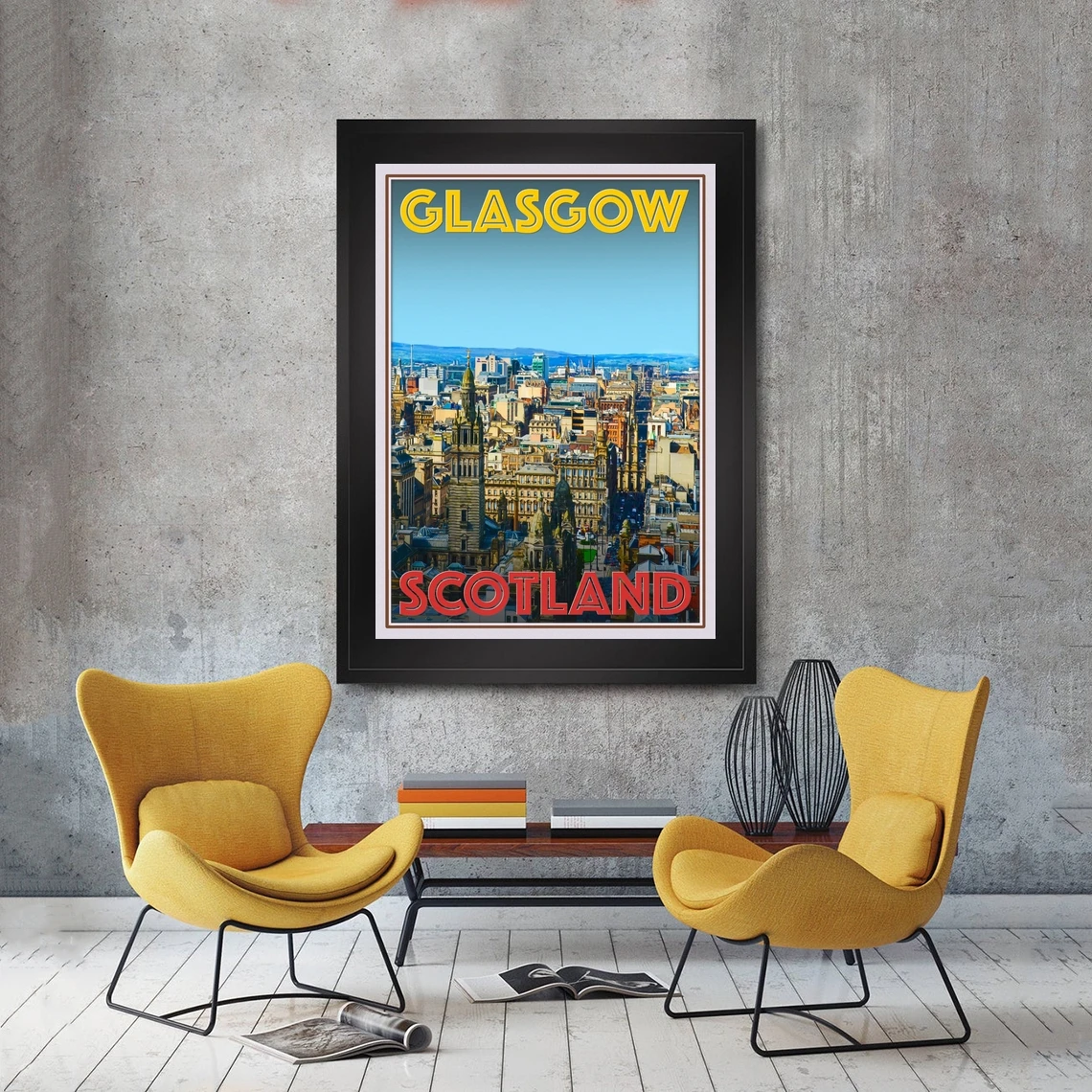 Glasgow Scotland Retro Vintage Style Travel Poster HD Printable Canvas Art Print Home Decor Wall Painting ( No Frame )