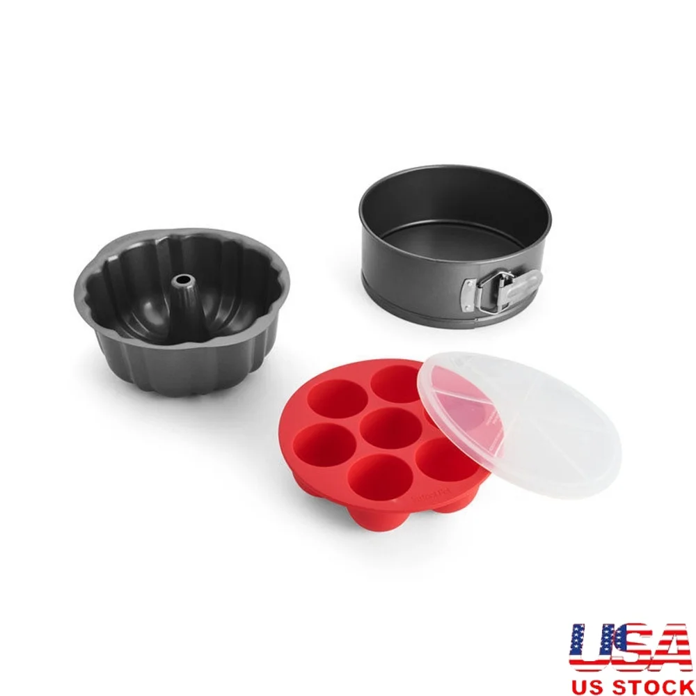 

Набор аксессуаров для выпечки с антипригарным покрытием, 4 предмета, универсальные кастрюли для приготовления пищи, укусы яиц, лазанья, мясной рулет, совместимый с фритюрницами, духовками