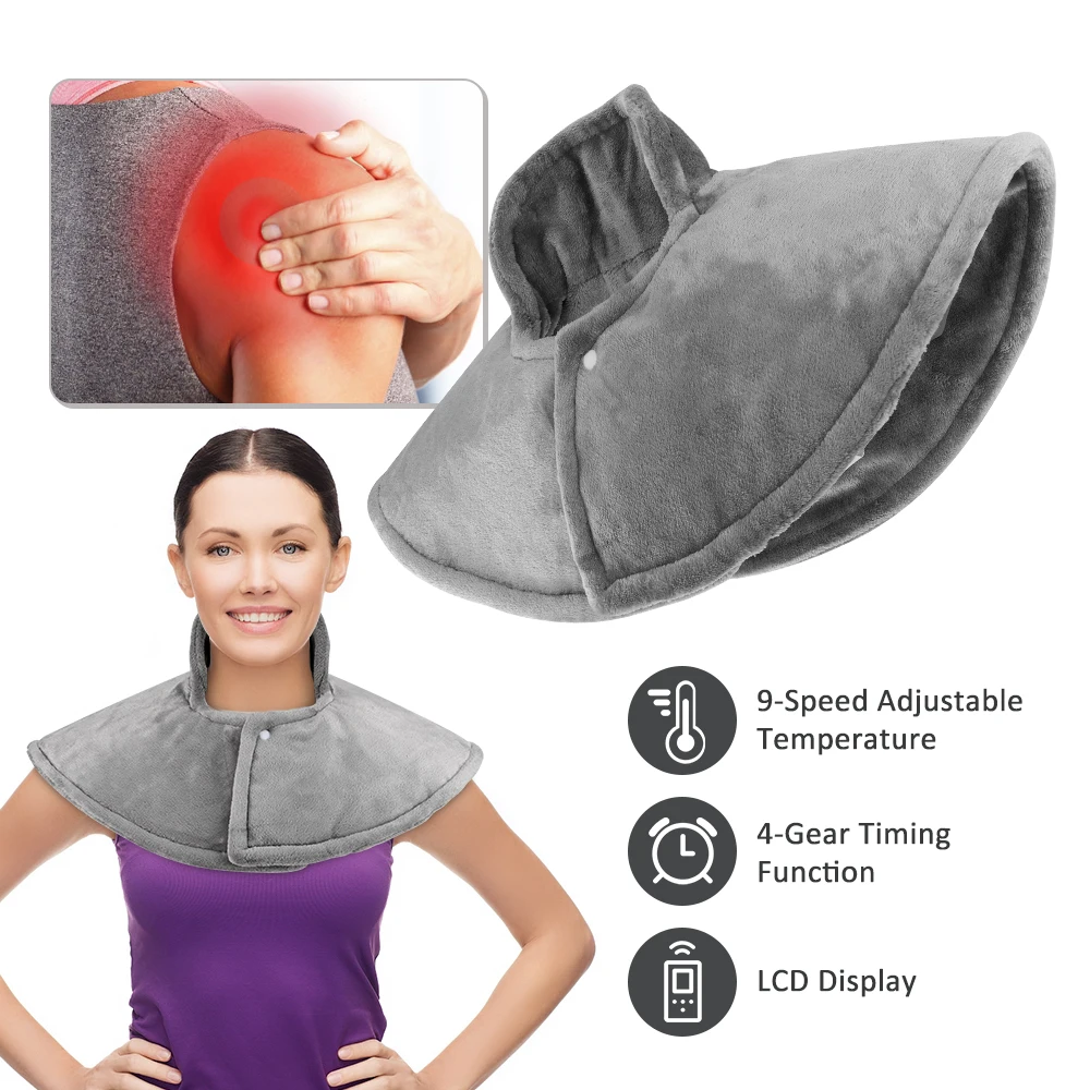 

Neck and Back Massager Electric Heating Pad Physiotherapy Shawl Shoulder Warmer Massage Mat 4 Timing Home Office Thermal Blanket