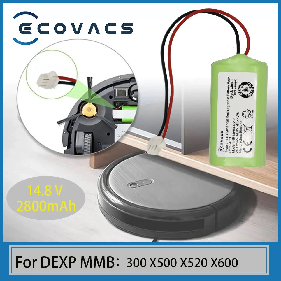 

ECOVACS New 2800mAh INR18650 4S1P Battery For DEXP MMB-300 X500 X520 X600 Mamibot EXVAC660 EXVAC880 Robot Vacuum Cleaner Battery