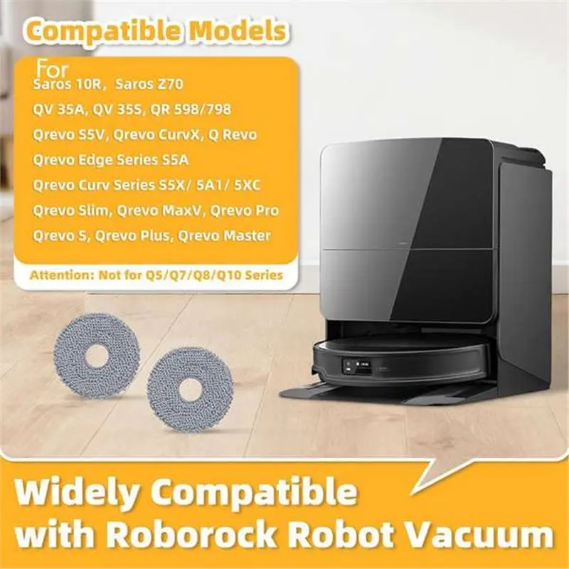 YANA50I For Roborock QV 35A/Saros 10R/Q Revo/Qrevo S Robot Vacuum Cleaner Compatible 8 Pack Mop Pads Replacement Parts Accessory