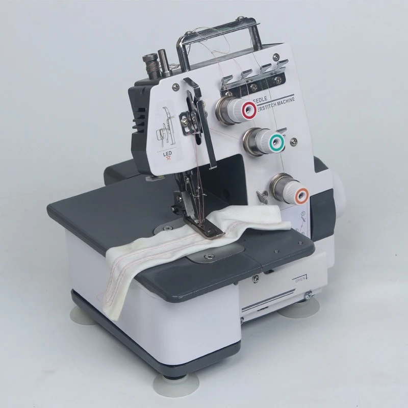 Portable Electric Automatic Feed Flat-Bed Fabric Clothes Overlock Sewing Machine for Home Use with Coverstitch Twin New