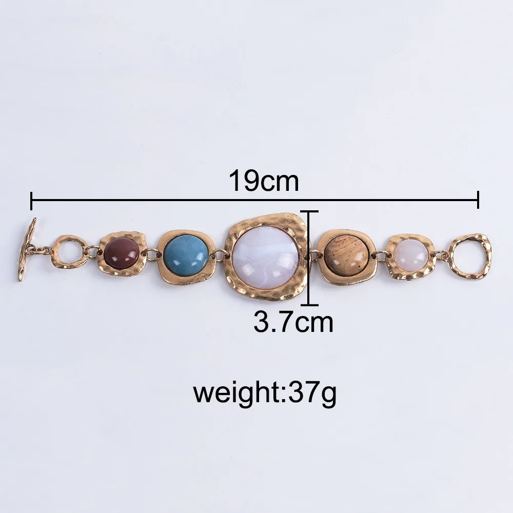 Pulseras étnicas Bohemias de resina Vintage, pulseras con dijes de enlace de Metal, pulseras de declaración irregulares de resina