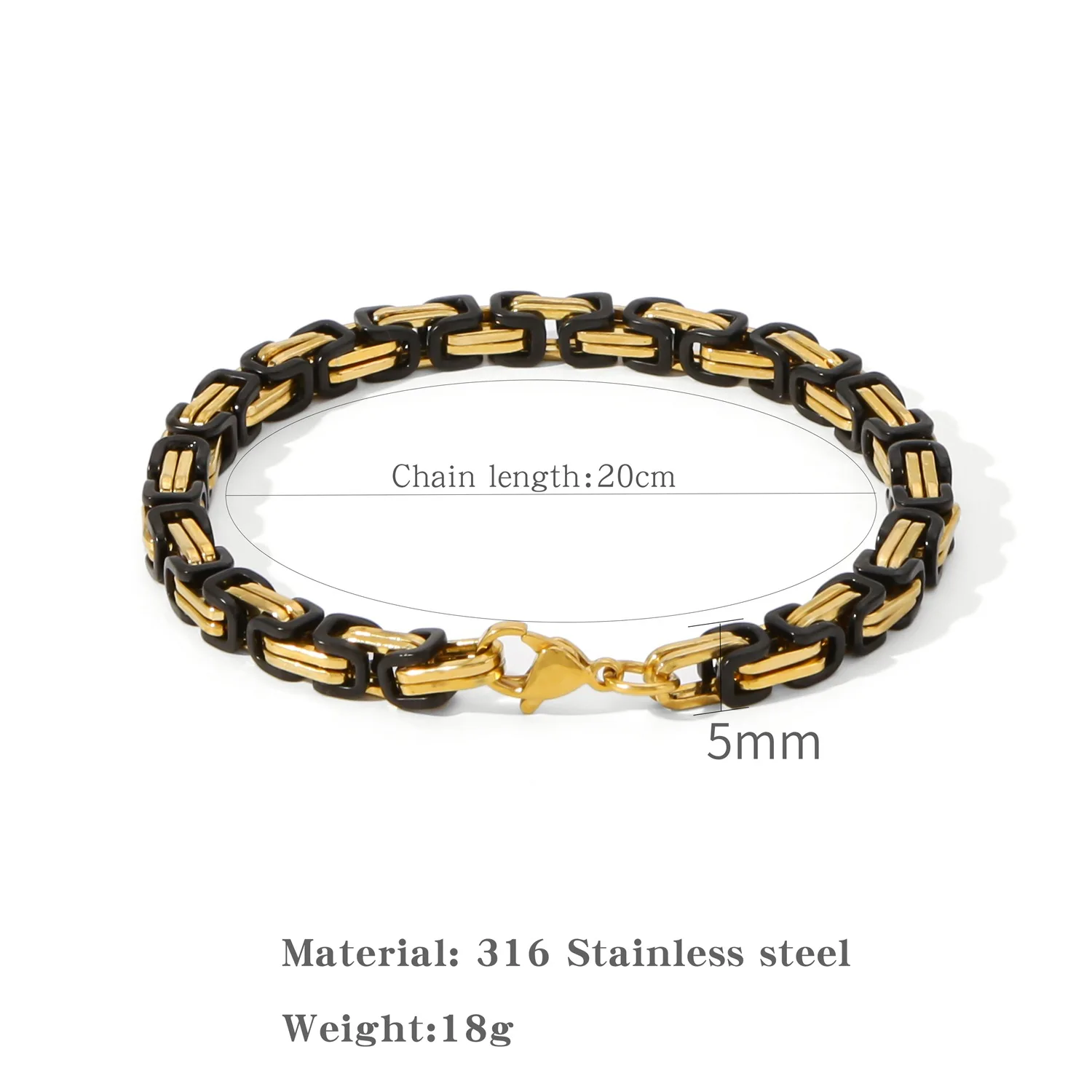 Hip-Hop-Punk Edelstahl Byzantinisches Kettenarmband Retro Goldfarben Herrenarmband Mode Party Schmuck Accessoires – Detail 4
