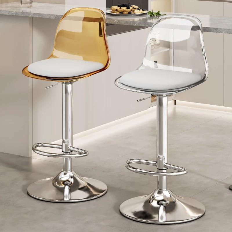 Adjustable Luxury Bar Stool High Backrest Designer Swivel Bar Stool White Minimalist Sillas Para Barra De Cocina Furniture