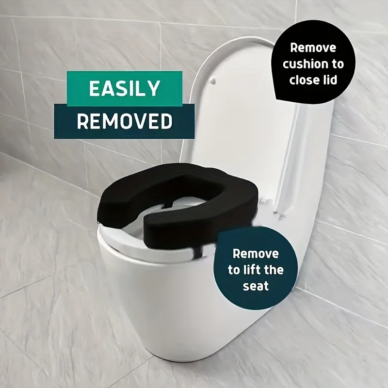 Siège de toilette surélevé de 2 pouces avec surface antidérapante, design ergonomique en forme de U pour personnes âgées et handicapées, coussin doux