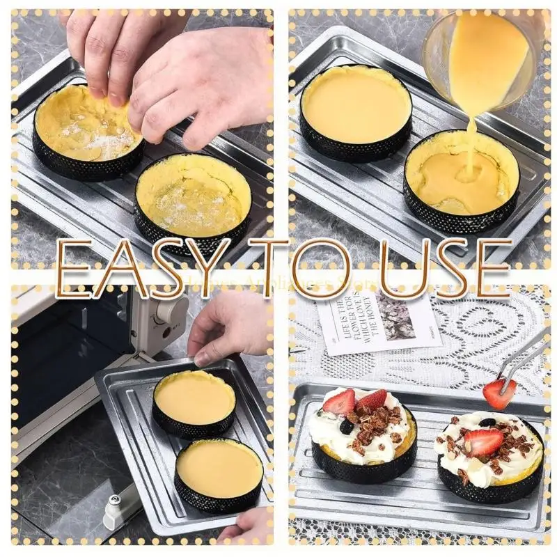 D0AB 8 قطع حلقات كيك احترافية مع فتحات تهوية قالب موس غير لاصق 3.94 بوصة #4