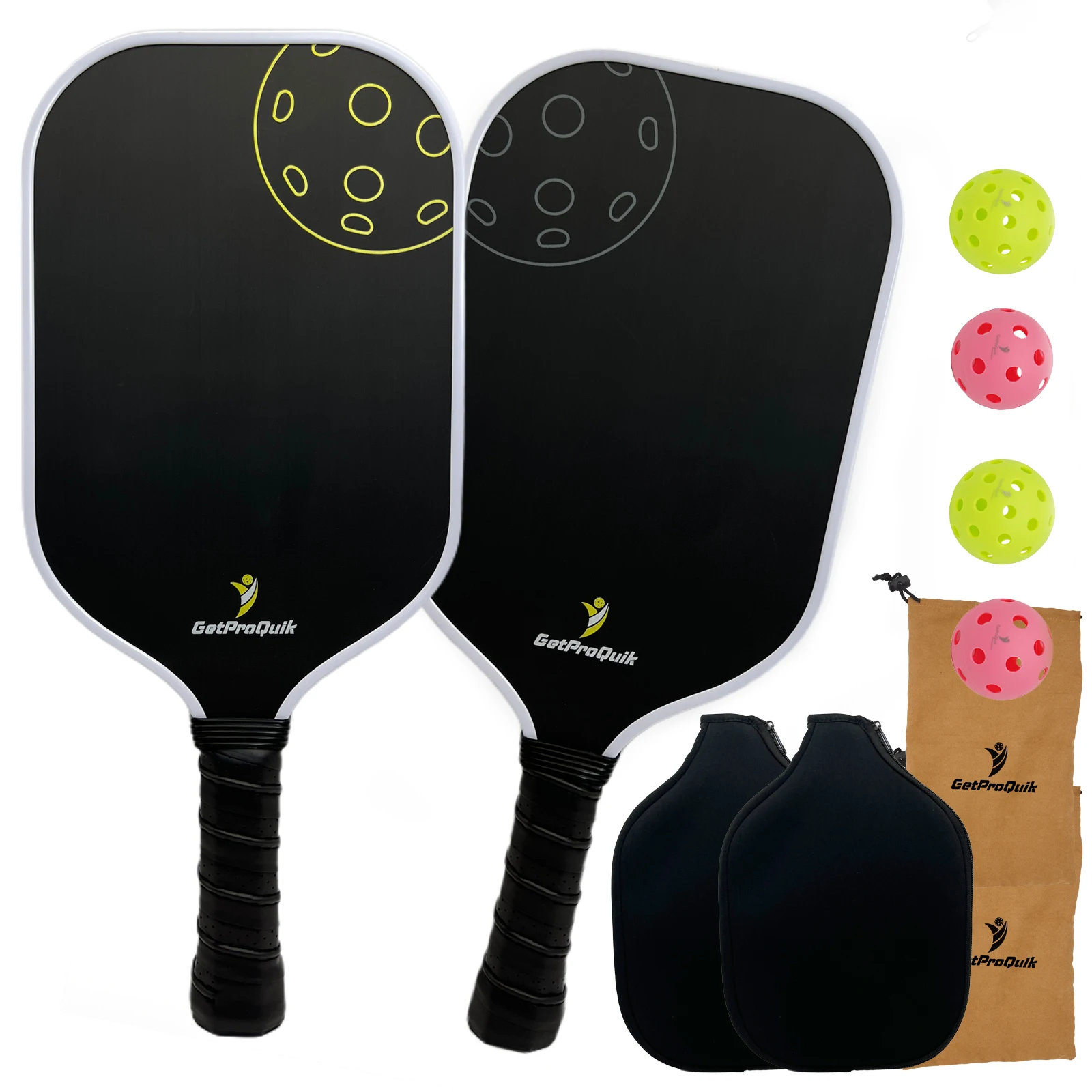 

GetProQuik T700 Carbon Fiber Pickleball Paddles, Durable grit Surface, 16mm Honeycomb Core, Lightweight Racket for Beginner