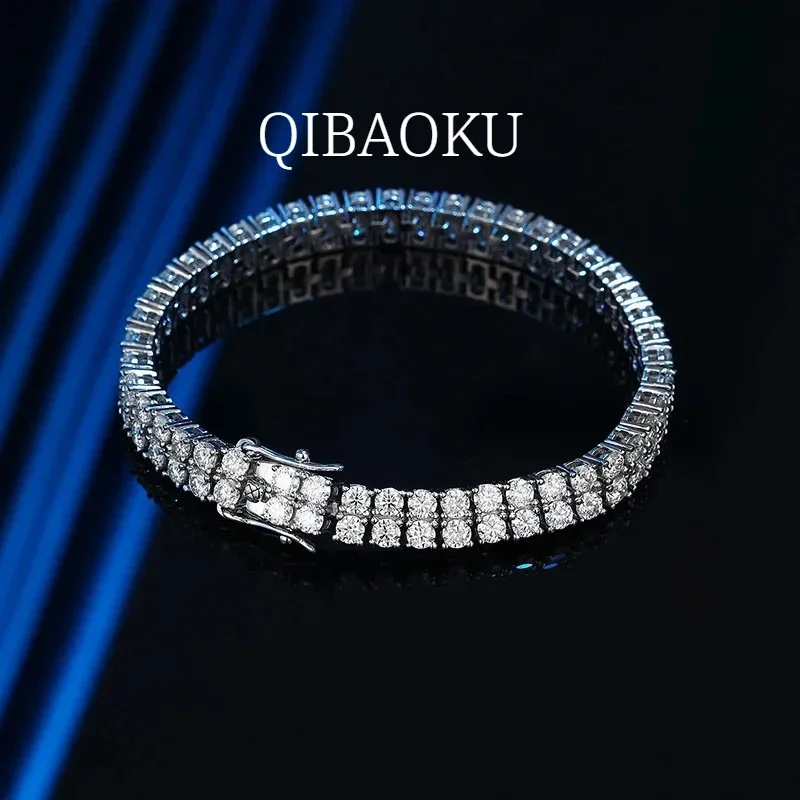FCGJHW Full 3mm Moissanite Tennis Bracelets S925 Silver for Women Double Row Certified Diamond HipHop Hand Chain Gift Jewelry