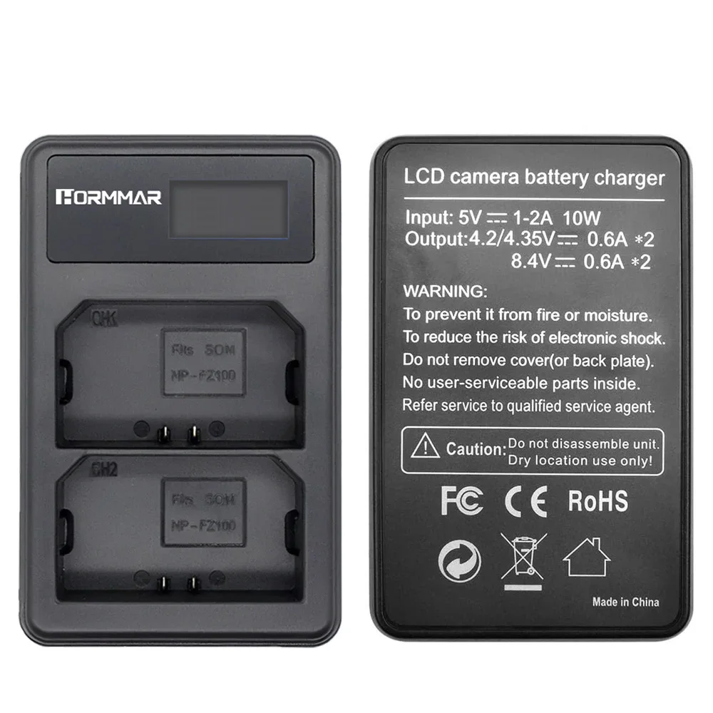 NP-FZ100 Dual Slot LED Charger Type-C USB for Sony A7 III A7M3 A7 IV A7M4 A7C II A7CR A6600 A6700 ZV-E1 FX30