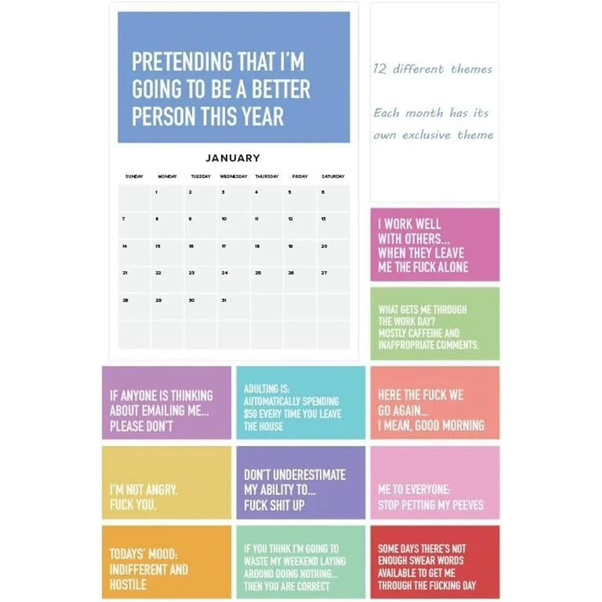 

ADULTING IS HARD 2024 CALENDAR 12-Month Schedule Paper Calendar 2024 Lovely Pooping Funny Gift Home