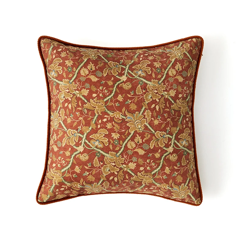 Retro Rose Pillows Luxury Classical Cushion Case Red Jacquard Decorative Pillow Cover For Sofa Chair Home Decorations