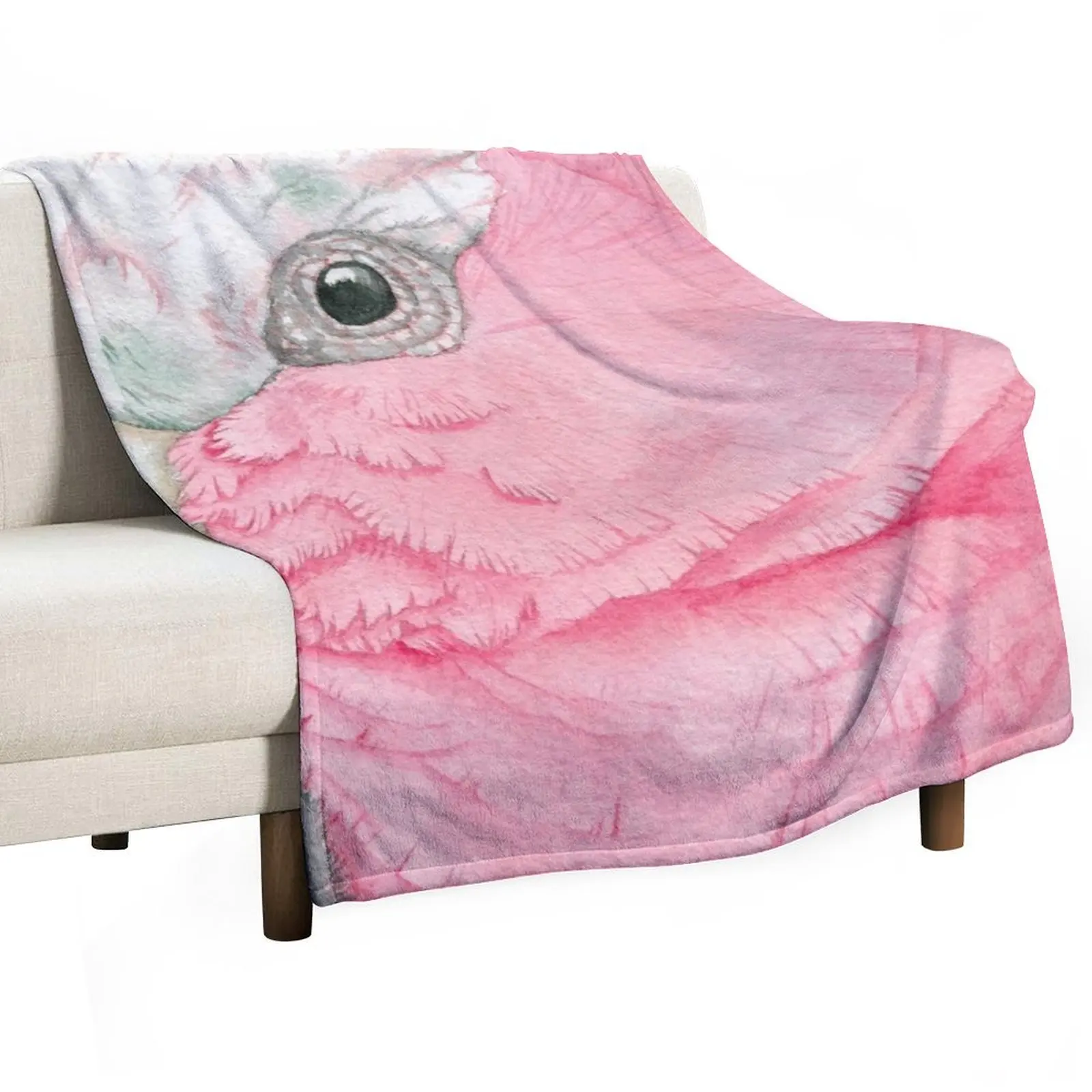 

Watercolor Galah pink cockatoo watercolor portrait Throw Blanket Hairy Travel decorative Blankets