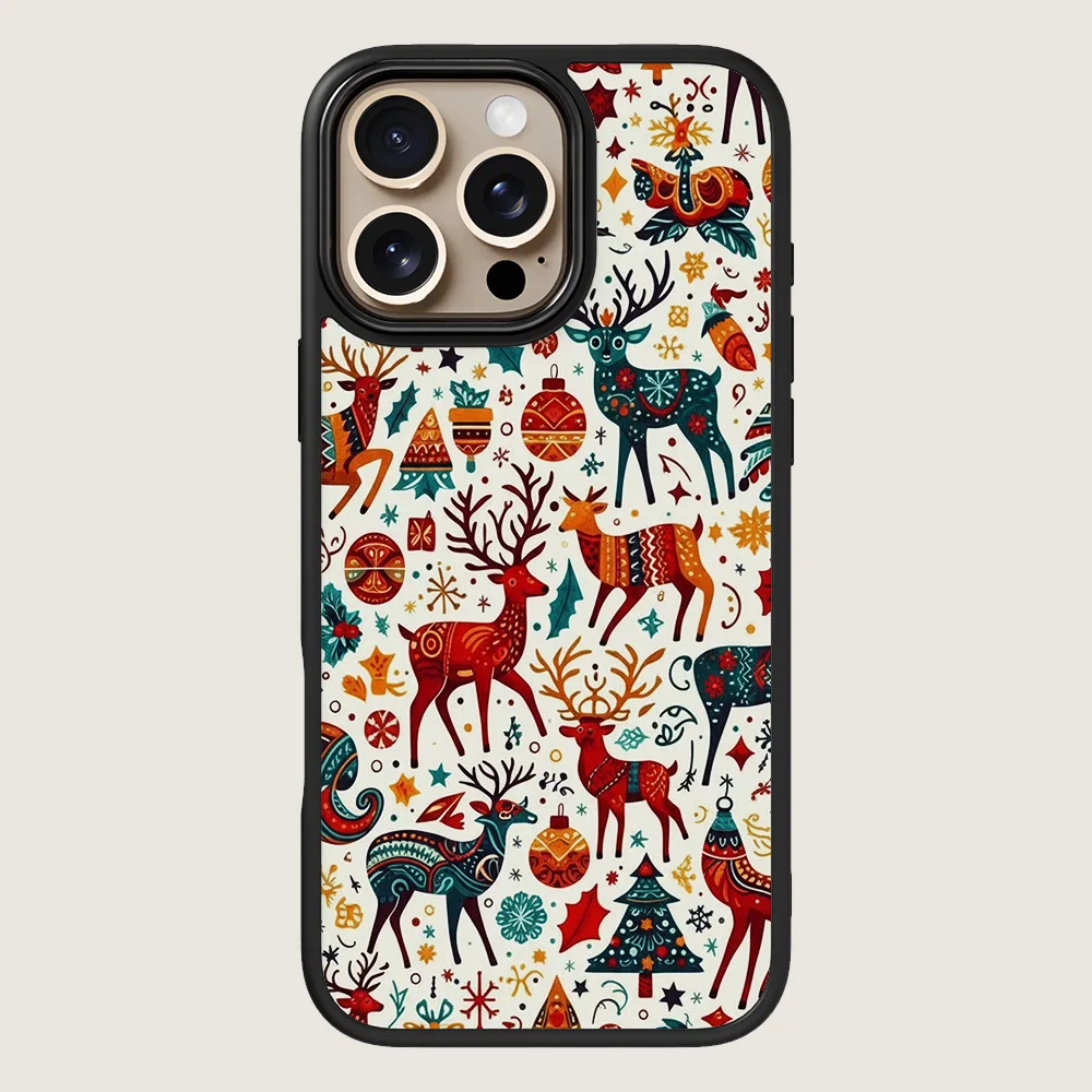 

Магнитный чехол для телефона IPHONE 17, 16, 15, 14, 13, 12, 11, 16e Air PRO Plus, красный рождественский олень, жесткий глянцевый противоударный чехол