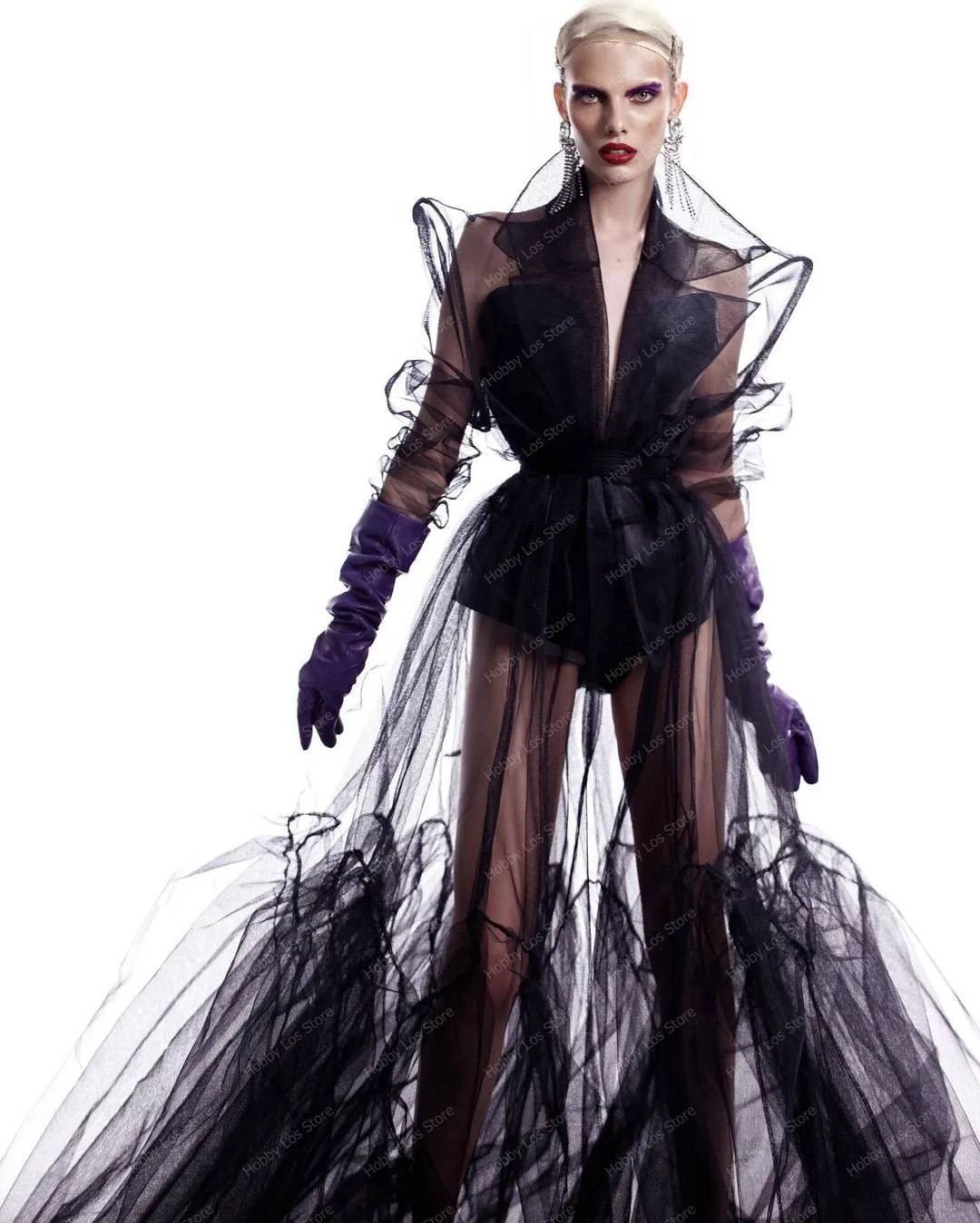 2023 ใหม่แฟชั่นสีดําTulle RobesชุดสําหรับวันเกิดPartyสําหรับวันเกิดPartyถ่ายภาพพิเศษPuffy IllusionดูThru