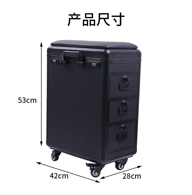 For High-Capacity Draw-Bar Box Dual Purpose Able Arm Bracket Portable Suitcase Tattoo Trolley Bag Artist Tools Storage