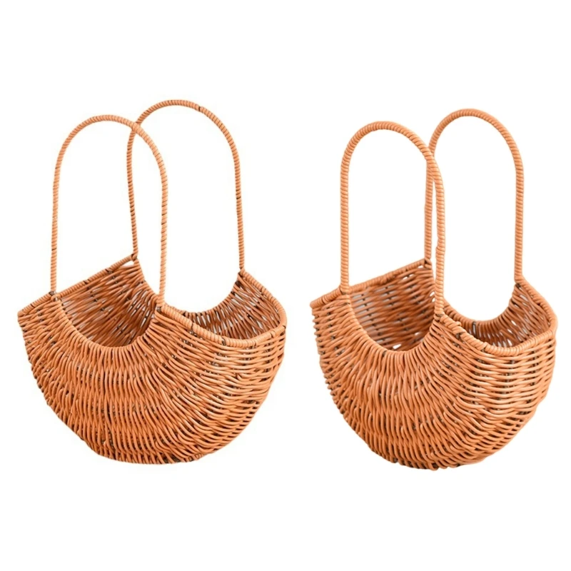 

Portable Wicker Basket Handheld Flower Arrangement Holders for Home Use
