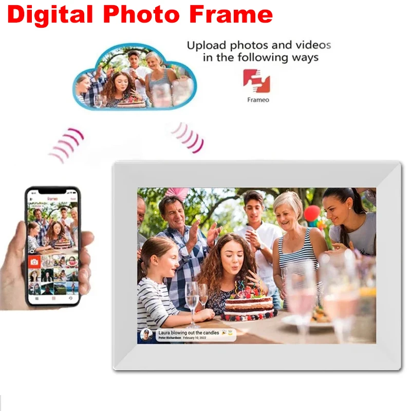 

Frameo 10.1 Inch Digital Picture Frame WiFi Smart Cloud Photo Frame 32GB Image Album Video Frames IPS HD Touch Screen Frame APP