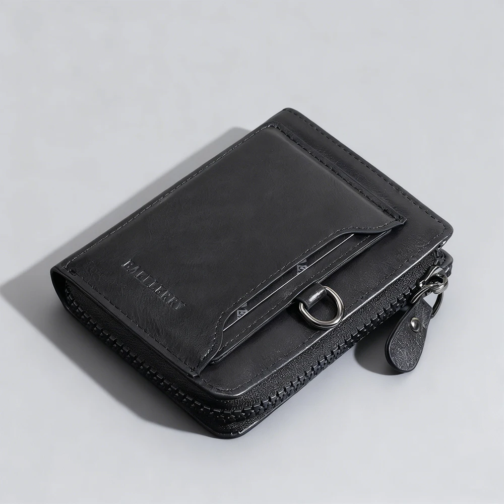 

Baellerry Retro Luxury Men's Wallet High Quality Card Clips Zipper Coin Purse ID & Photo Holder Large Capacity Male Money Clips