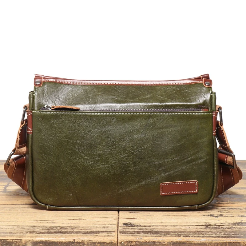 

New Men's Genuine Leather Shoulder Bag ,Luxury Design Crossbody Bags for Commuting, Small Multi-layer Zipper Messenger Bag